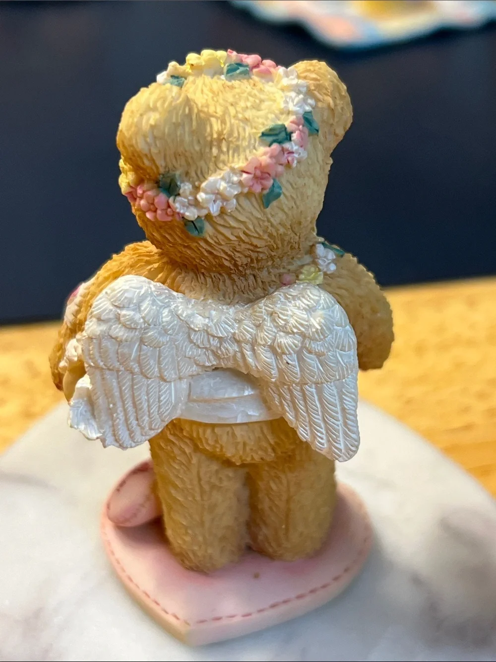 Enesco Tan Bear Figurine with Pink and White Accents